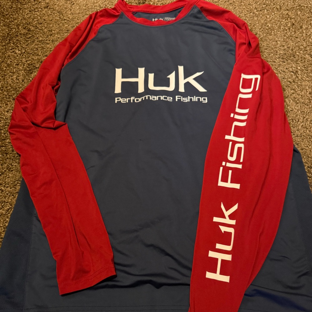 Huk Red and Blue Fishing Shirt